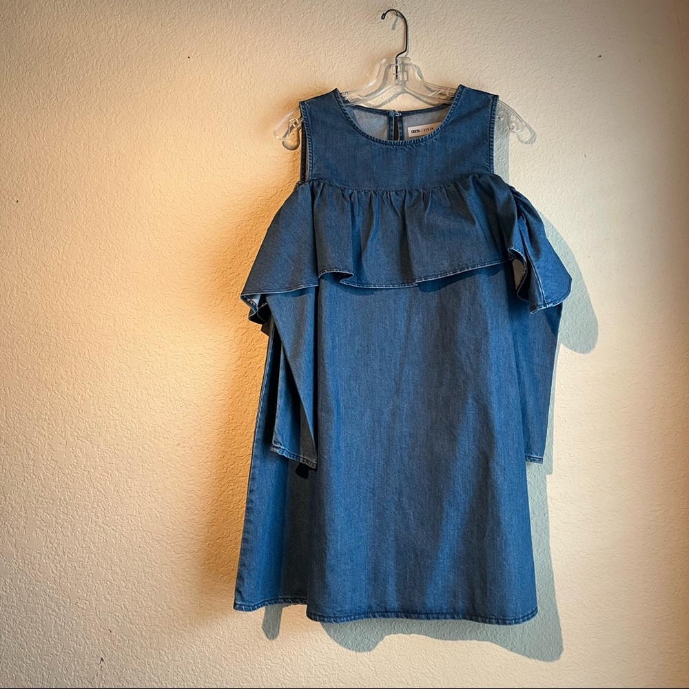 ASOS denim cold shoulder dress